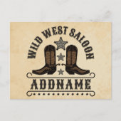 Westerne Cowboy laarzen ADD NAAM Sheriff Spurs Sal Briefkaart (Voorkant)