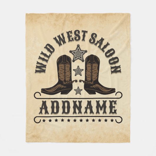 Westerne Cowboy laarzen ADD NAAM Sheriff Spurs Sal Fleece Deken (Voorkant)