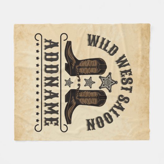 Westerne Cowboy laarzen ADD NAAM Sheriff Spurs Sal Fleece Deken (Voorkant (Horizontaal))