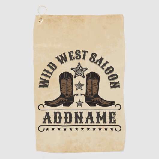 Westerne Cowboy laarzen ADD NAAM Sheriff Spurs Sal Golfhanddoek (Voorkant)