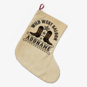 Westerne Cowboy laarzen ADD NAAM Sheriff Spurs Sal Grote Kerstsok (Voorkant (Hangend))