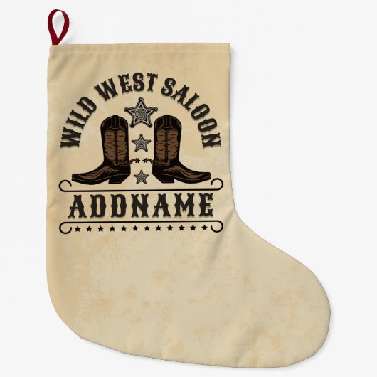 Westerne Cowboy laarzen ADD NAAM Sheriff Spurs Sal Grote Kerstsok (Voorkant)