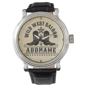 Westerne Cowboy laarzen ADD NAAM Sheriff Spurs Sal Horloge