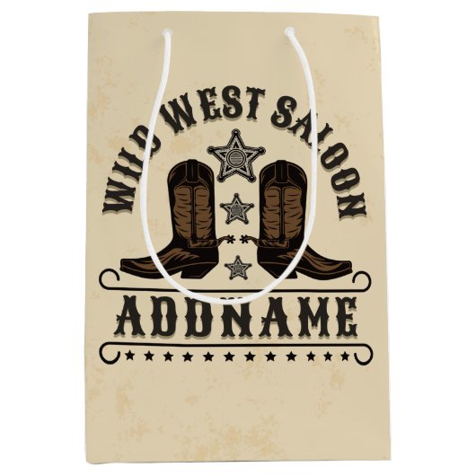 Westerne Cowboy laarzen ADD NAAM Sheriff Spurs Sal Medium Cadeauzakje (Voorkant)