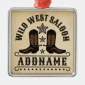 Westerne Cowboy laarzen ADD NAAM Sheriff Spurs Sal Metalen Ornament (Voorkant)