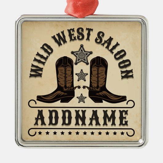Westerne Cowboy laarzen ADD NAAM Sheriff Spurs Sal Metalen Ornament (Voorkant)