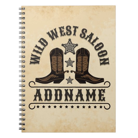 Westerne Cowboy laarzen ADD NAAM Sheriff Spurs Sal Notitieboek (Voorkant)