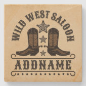Westerne Cowboy laarzen ADD NAAM Sheriff Spurs Sal Stenen Onderzetter (Voorkant)
