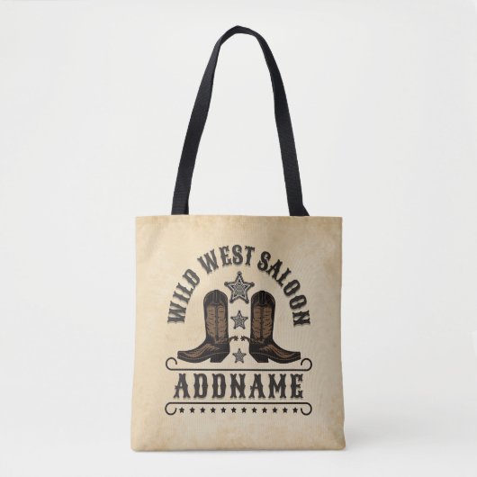 Westerne Cowboy laarzen ADD NAAM Sheriff Spurs Sal Tote Bag (Voorkant)