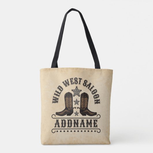 Westerne Cowboy laarzen ADD NAAM Sheriff Spurs Sal Tote Bag (Achterkant)