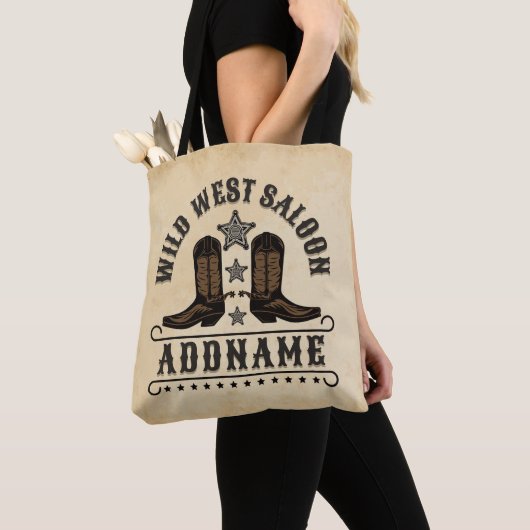 Westerne Cowboy laarzen ADD NAAM Sheriff Spurs Sal Tote Bag (Dichtbij)