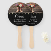 Westerne Cowboy Laarzen Bloemen Rustiek Huwelijk Handwaaier (Voorkant en achterkant)