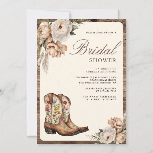 Westerne Cowboy Laarzen Foto QR Code Vrijgezellenf Kaart (Voorkant)