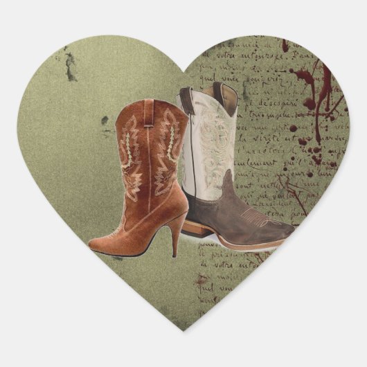 westerne cowboy laarzen voor bruiloft hart sticker (Voorkant)