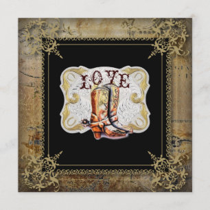 westerne cowboy laarzen voor bruiloft kaart