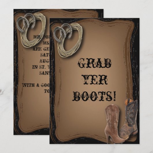 westerne cowboy laarzen voor bruiloft kaart (Voorkant / Achterkant)