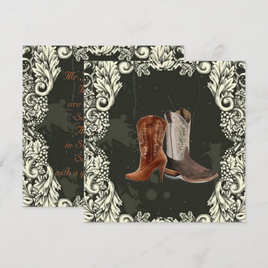 westerne cowboy laarzen voor bruiloft kaart (Voorkant / Achterkant)