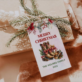 Westerne Cowboy Laarzen Vrolijk Kerstcadeau Labels Cadeaulabel