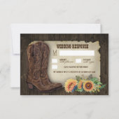Westerne Cowboy Laarzen Zonnebloem bruiloft RSVP K (Voorkant)