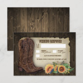 Westerne Cowboy Laarzen Zonnebloem bruiloft RSVP K (Voorkant / Achterkant)
