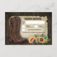 Westerne Cowboy Laarzen Zonnebloem bruiloft RSVP K