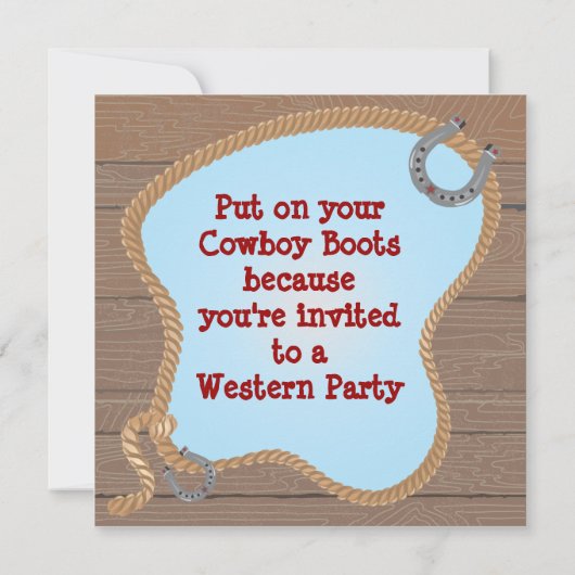 Westerne Cowboy Lasso Uitnodiging (Achterkant)