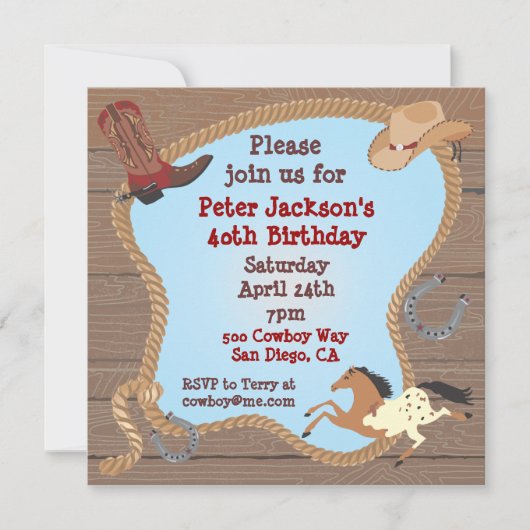 Westerne Cowboy Lasso Uitnodiging (Voorkant)