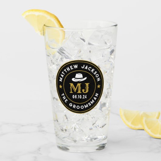 Westerne Cowboy  Logo Gepersonaliseerde Groomsmen Glas (Voorkant ijs)