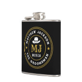 Westerne Cowboy Logo Gepersonaliseerde Groomsmen Heupfles (Links)