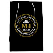 Westerne Cowboy  Logo Gepersonaliseerde Groomsmen Medium Cadeauzakje (Voorkant)