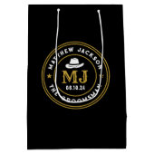 Westerne Cowboy  Logo Gepersonaliseerde Groomsmen Medium Cadeauzakje (Achterkant)