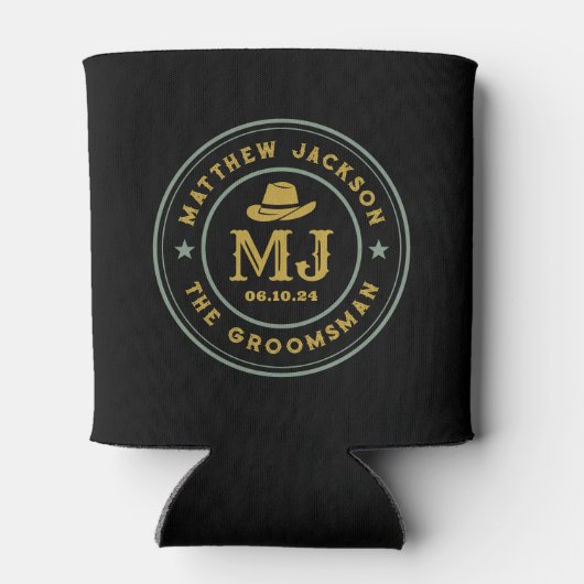 Westerne Cowboy  Logo Monogram Groomsmen Blikjeskoeler (Achterkant)
