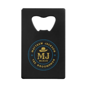 Westerne Cowboy  Logo Monogram Groomsmen Creditkaart Flessenopener