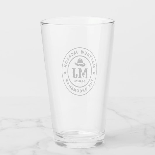 Westerne Cowboy  Logo Monogram Groomsmen Glas (Achterkant)