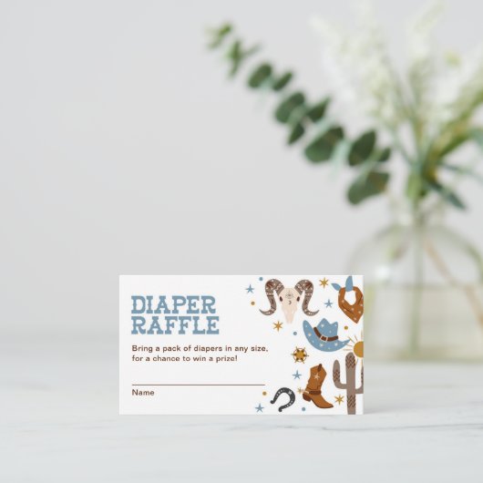 Westerne Cowboy Luier Raffle Rodeo Baby shower Informatiekaartje (Staand voorkant)
