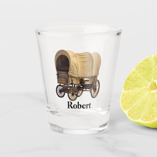 Westerne cowboy met dekmantel Wagon Personal Shot Glas (Voorkant)