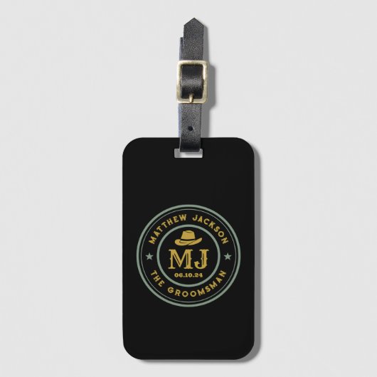 Westerne Cowboy  Monogram Beste Man Groomsmen Bagagelabel (Voorkant (verticaal))