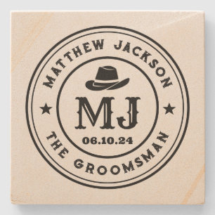 Westerne Cowboy  Monogram Groomsmen Beste man Stenen Onderzetter