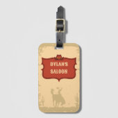 Westerne Cowboy Monogram Rustieke Naam Saloon Bagagelabel (Voorkant (verticaal))