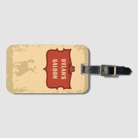 Westerne Cowboy Monogram Rustieke Naam Saloon Bagagelabel (Voorkant (horizontaal))