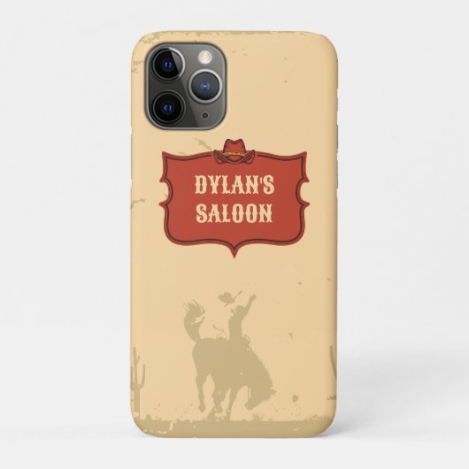 Westerne Cowboy Monogram Rustieke Naam Saloon Case-Mate iPhone Case (Achterkant)