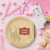 Westerne Cowboy Monogram Rustieke Naam Saloon Papieren Bordje (Feest)