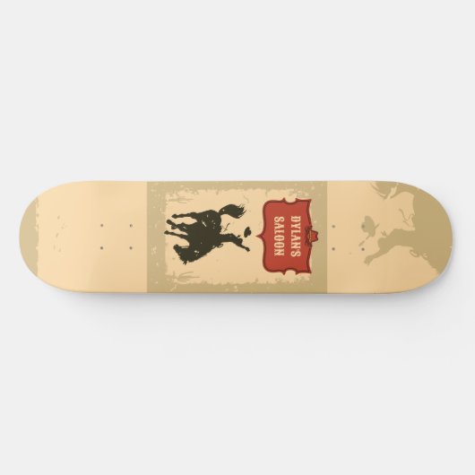 Westerne Cowboy Monogram Rustieke Naam Saloon Persoonlijk Skateboard (Horizontaal)