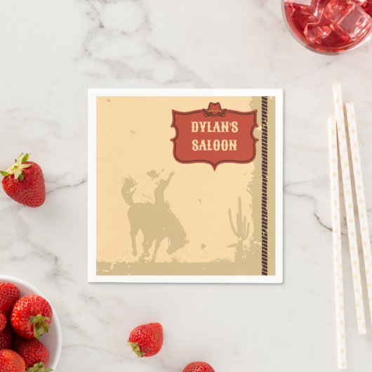 Westerne Cowboy Monogram Rustieke Naam Saloon Servet (Insitu)