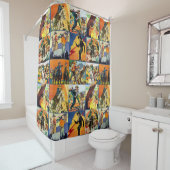  Westerne Cowboy Movie Poster Blokken Douchegordijn (In situ)