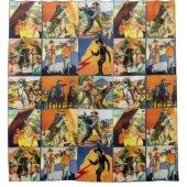 Westerne Cowboy Movie Poster Blokken Douchegordijn (Voorkant)