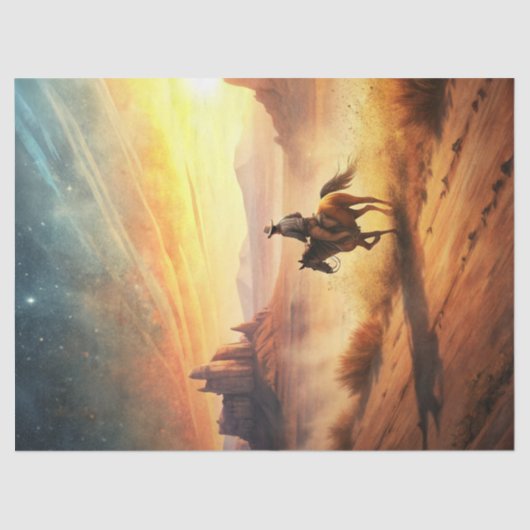 Westerne cowboy op de prairie tissuepapier (Voorkant)