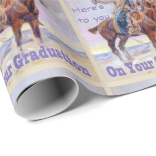 Westerne cowboy op paard Afstuderen toast cadeau w Cadeaupapier