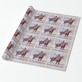 Westerne cowboy op paard bruiloft toast geschenkve cadeaupapier