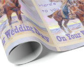 Westerne cowboy op paard bruiloft toast geschenkve cadeaupapier (Rol Hoek)
